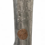Ancient Judean Coin Mezuzah made in Israel from textured silver pewter with a copper coin medallion and Shomer Daltot Yisrael Hebrew lettering