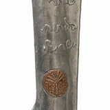 Ancient Judean Coin Mezuzah made in Israel from textured silver pewter with a copper coin medallion and Shomer Daltot Yisrael Hebrew lettering