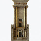 Decorative wall Mezuzah sculpture of a classical architectural design of beit hamikdash on a white background