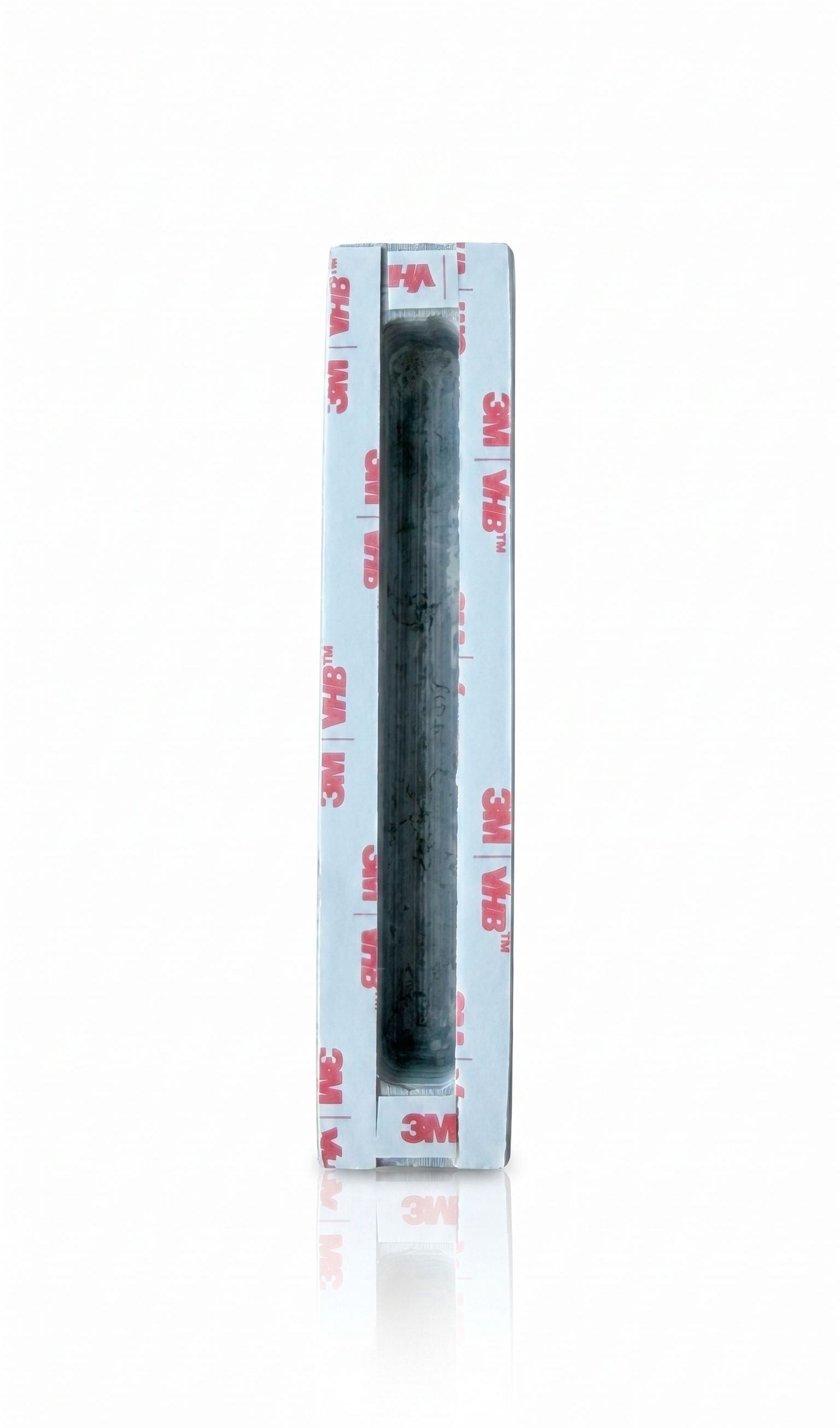 Back View of Sculpted Light Within Gray Jerusalem Stone Mezuzah with 3M mezuzah adhesive strips 