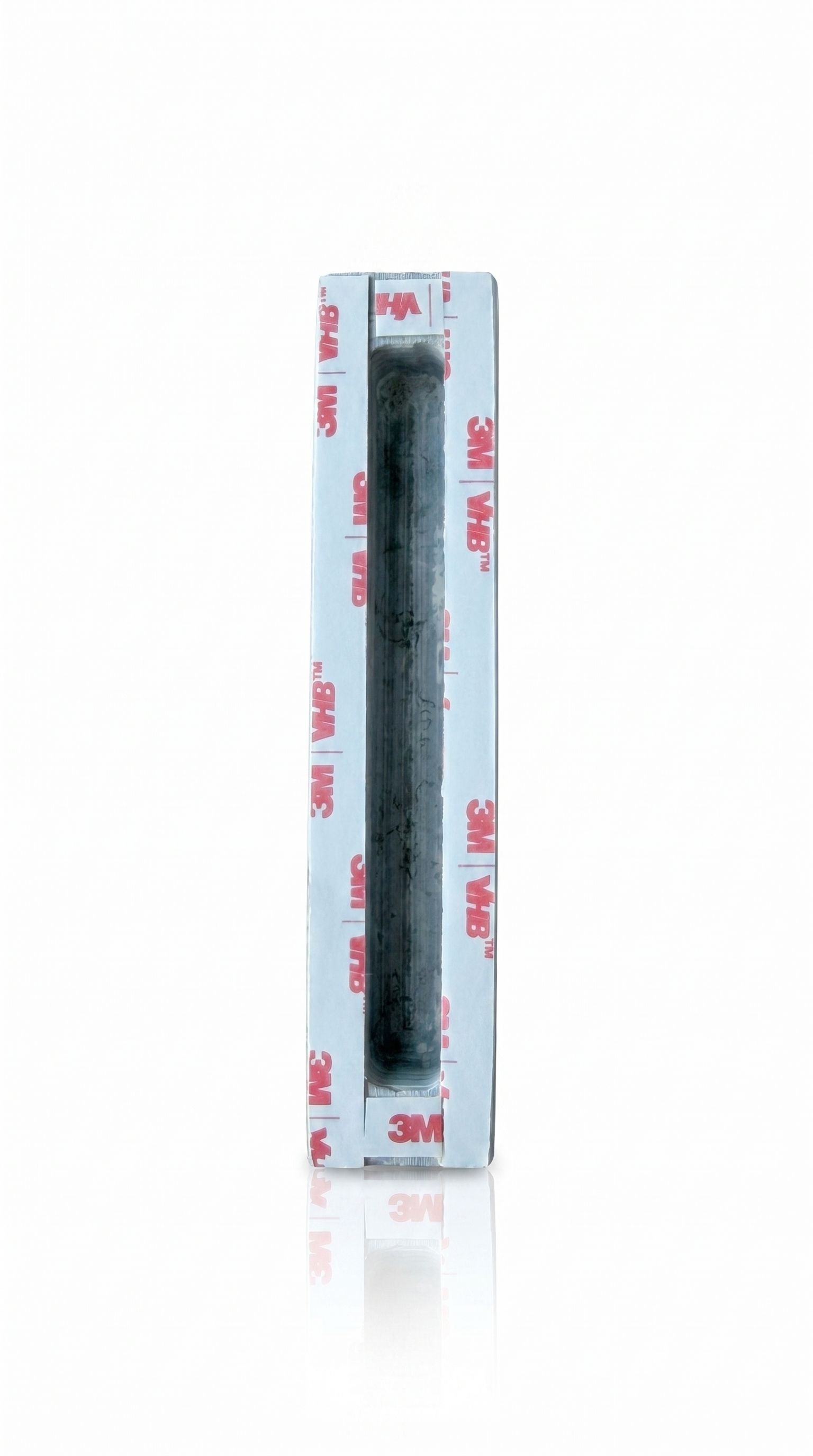Back View of Sculpted Light Within Gray Jerusalem Stone Mezuzah with 3M mezuzah adhesive strips 