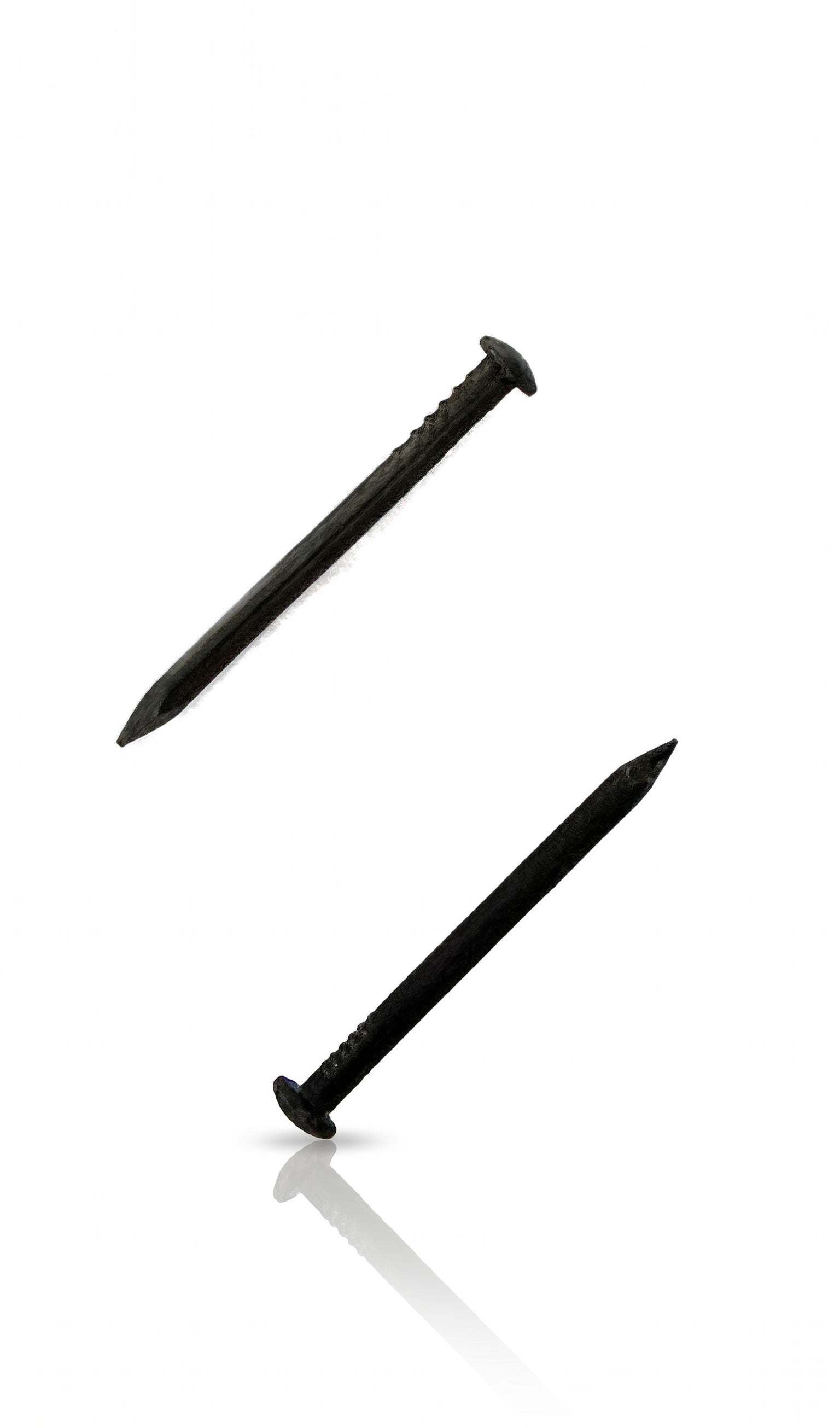 Black mezuzah nails for mounting dark mezuzah cases to doorposts with a low-profile elegant hardware finish