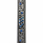 Blue gemstone accents bring modern detail to this pewter mezuzah case, finished with raised city artwork and an antique silver tone