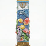 Decorative Coral Reef Sea Life Mezuzah Case for Kids Rooms with ocean-themed elements on a white background