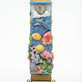 Decorative Coral Reef Sea Life Mezuzah Case for Kids Rooms with ocean-themed elements on a white background