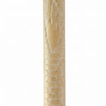 Carved Legacy extra large Jerusalem stone mezuzah case with monumental carved Shin and wall-inspired stone texture