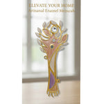 Pastel Tree of Life mezuzah case made of gold-toned pewter with hand-painted enamel and crystals.
