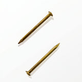 Gold mezuzah nails for mounting mezuzah cases to doorposts with a warm elegant hardware finish