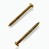 Gold mezuzah screws with threaded grooves for mounting gold, brass, wood, stone and heavier mezuzah cases securely to doorposts