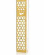 Golden Star of David Acrylic Mezuzah with gold lattice overlay, Hebrew Shin, clear acrylic body and crystal accents