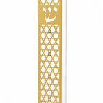 Golden Star of David Acrylic Mezuzah with gold lattice overlay, Hebrew Shin, clear acrylic body and crystal accents