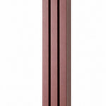 Modern Burgundy Pyramid Mezuzah with three stepped aluminum bars, slim architectural profile and deep red-burgundy finish