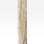 Sculpted Light Within Jerusalem stone mezuzah case with a super-elongated carved Shin framed by rough-hewn cream stone