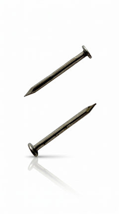 Silver mezuzah nails for mounting mezuzah cases to doorposts with a clean matching hardware finish