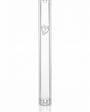 Front of Waterproof Timeless Clear Silver Shin Outdoor Mezuzah with transparent acrylic body and polished silver Hebrew Shin