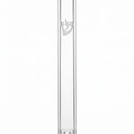 Front of Waterproof Timeless Clear Silver Shin Outdoor Mezuzah with transparent acrylic body and polished silver Hebrew Shin