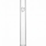 Front of Waterproof Timeless Clear Silver Shin Outdoor Mezuzah with transparent acrylic body and polished silver Hebrew Shin