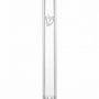 Front of Waterproof Timeless Clear Silver Shin Outdoor Mezuzah with transparent acrylic body and polished silver Hebrew Shin