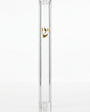 Front of Timeless Clear Gold Shin Outdoor Mezuzah with transparent acrylic body and raised gold Hebrew Shin