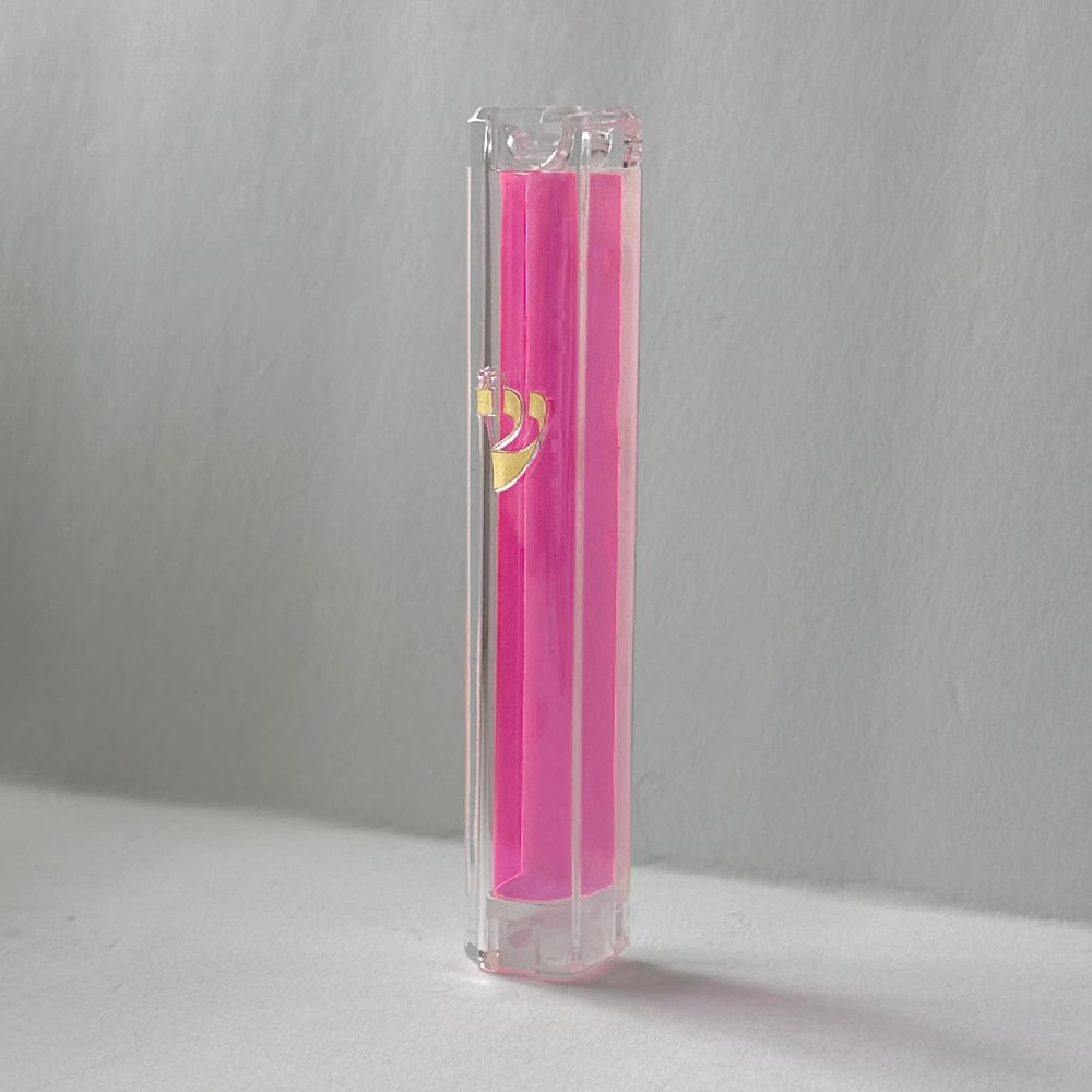 Clear Lucite Mezuzah Pink