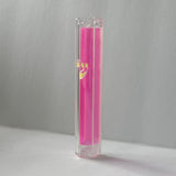 Clear Lucite Mezuzah Pink
