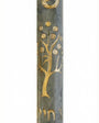 Gray Jerusalem Stone Mezuzah featuring vibrant tree of life and Hebrew inscription 'etz chaiim', with natural stone variations and detailed engravings