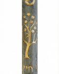 Gray Jerusalem Stone Mezuzah featuring vibrant tree of life and Hebrew inscription 'etz chaiim', with natural stone variations and detailed engravings