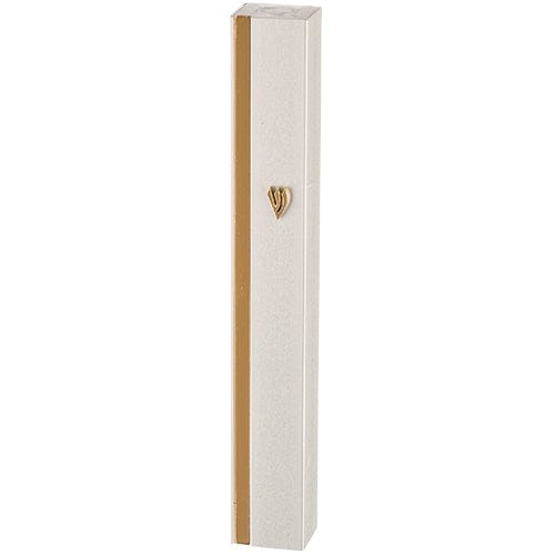 Aluminum Mezuzah - Matt Silver Golden Stripe