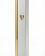Aluminum mezuzah with matte silver finish and golden stripe for Jewish home doorpost decoration