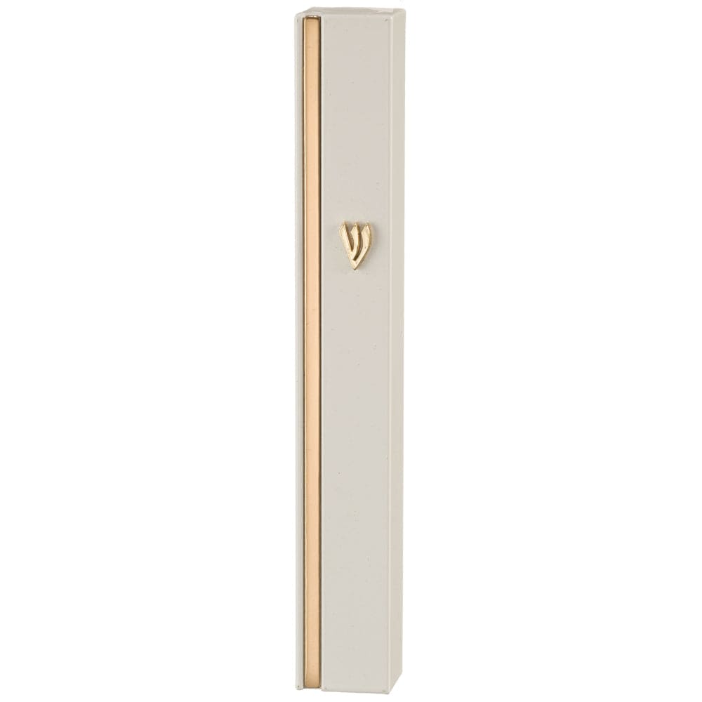 Aluminum Mezuzah-white and gold