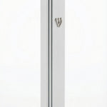 White aluminum mezuzah with screw cap for outdoor use, measuring 5.5 inches, featuring detailed Hebrew engravings and secure mount.