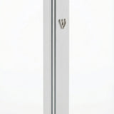 White aluminum mezuzah with screw cap for outdoor use, measuring 5.5 inches, featuring detailed Hebrew engravings and secure mount.