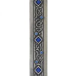 Upscaled Amsterdam Mezuzah with detailed Hebrew characters and decorative motifs, displayed on a pure white background.