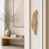 Eretz Yisrael Jerusalem stone mezuzah mounted on the upper third of a house doorframe.