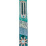 Upscale, detailed Ocean Mezuzah made of pewter with enamel finish, designed for home doorways, showcasing engraved Hebrew letters and decorative motifs.