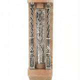Large Bezalel Mezuzah crafted from Jerusalem stone with Sterling Silver accents, designed for prominent display on home or synagogue doorways.