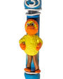 Colorful and cheerful handmade Bigbird Mezuzah from Israel, designed for doorways, with precise engraved Hebrew letters and detailed decorative motifs.