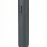 Black cement Mezuzah, 6 inches tall, with Hebrew engraved symbols, mounted with strong tape on a white background, interior use.