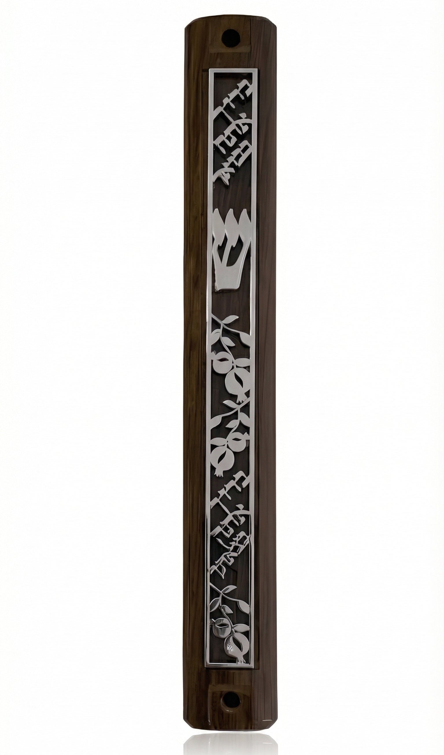 Acrylic Bless Mezuzah with Hebrew blessings, natural color, detailed engraved Hebrew letters, and decorative motifs, suitable for home doors.