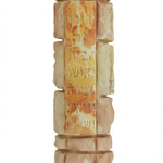 Solid Jerusalem Stone Mezuzah with Hebrew blessing, 4-inch tall, detailed engraved design, displayed on a white studio background with subtle reflection.