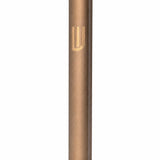 Modern Waterproof Brown Aluminum Outdoor Mezuzah, 5.5 inches tall, warm brown finish with an engraved Shin on a slim rounded face.