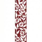 Elegant burgundy pomegranate mezuzah made of acrylic with detailed Hebrew engravings, set against a bright white background with a subtle reflection.