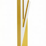 Elegant gold aluminum Mezuzah with Hebrew Shin symbol, detailed craftsmanship and sleek finish, designed for both indoor and outdoor use in home decor.