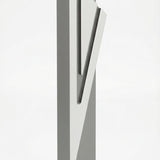 Elegant gray aluminum Mezuzah with screw cap for outdoor use, from Israel, featuring Hebrew inscriptions and decorative motifs, on a white background.