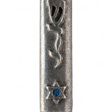 Blue Jeweled Shaddai Pewter Car Mezuzah