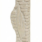 Israel Shoreline Jerusalem stone mezuzah case on a white background, showing a cream sculptural body, irregular Israel-inspired edge, block-wall relief, and carved Shin
