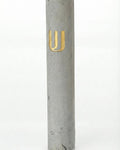 Elegant cement Mezuzah in gray with Shin gold inscription, 6 inches tall, designed for home doorways with strong mounting tape included.