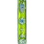 Vibrant pewter Charms Mezuzah with enamel paint, featuring Chai, Star of David, fish, and Hamsa symbols on a white studio background with soft reflection.