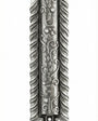 Extra large City Gates Mezuzah made of pewter, 7.5 inches tall, 2 inches wide, with detailed Hebrew engravings, suitable for home doors.