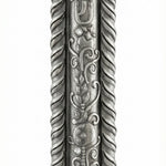 Extra large City Gates Mezuzah made of pewter, 7.5 inches tall, 2 inches wide, with detailed Hebrew engravings, suitable for home doors.